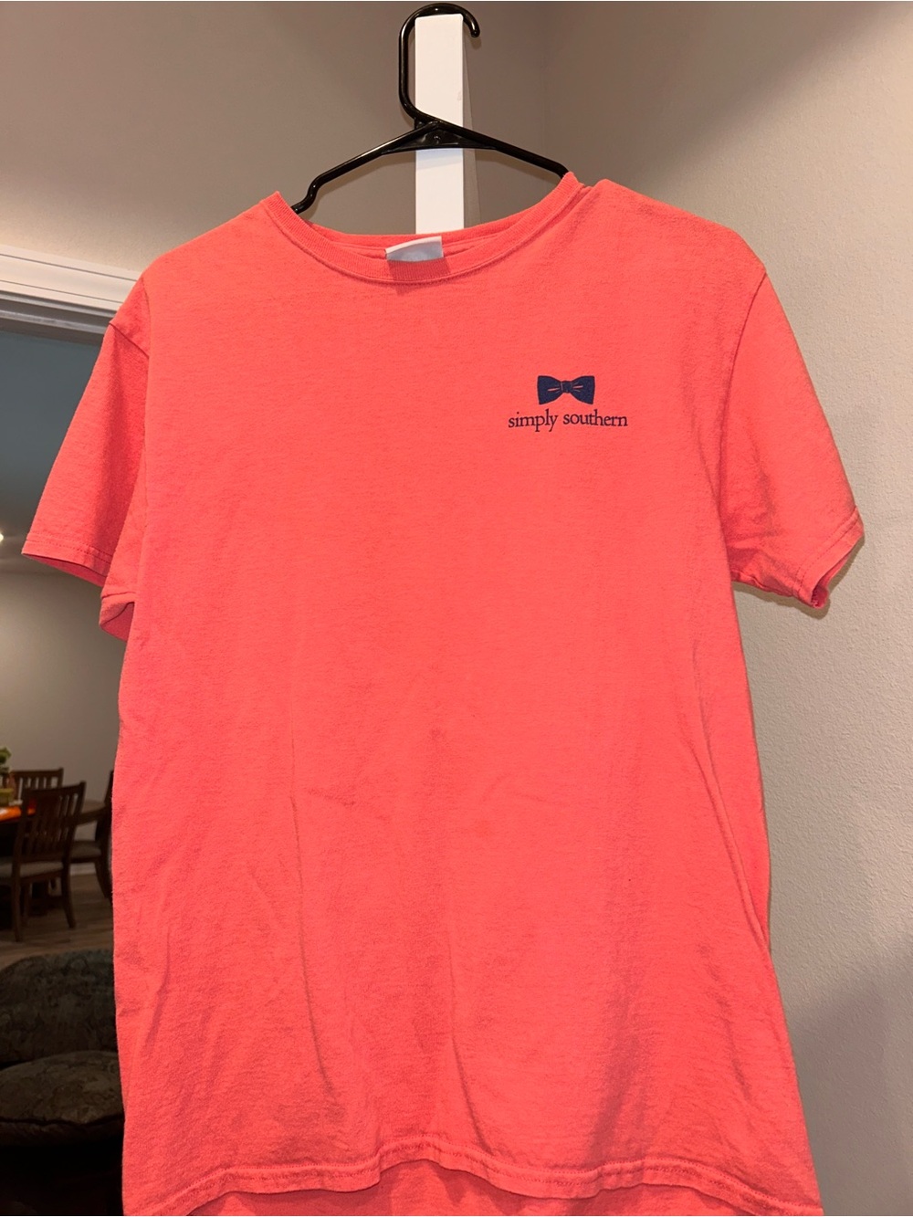 Simply Southern Coral Tee with Navy Bow Logo